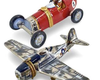 Peint Main Limoges Porcelain Vehicle Dresser Boxes