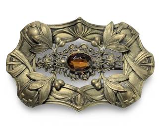 Vintage Victorian Art Nouveau Brass Brooch