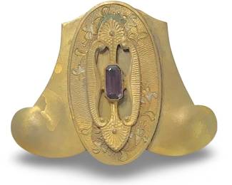 Antique Edwardian Brass Gemstone Buckle