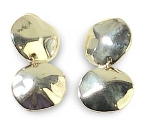 Pair Sterling Silver Dual Disc Clip-on Earrings