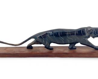 Carved Horn Tiger Sculpture