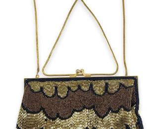 1950’s Style Beaded Copper and Gold Toned Clutch