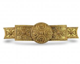 Alexis Kirk Gold Tone Etruscan Style Belt Buckle