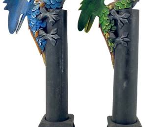 2pc Carved Wooden Dragon Incense Burners