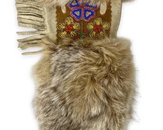 Inuit Beaded Leather and Fur Glove