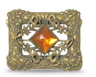 Awesome Art Nouveau Floral Gemstone Brooch
