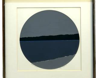 Signed Poleskie “Beach Tondo" Abstract Serigraph