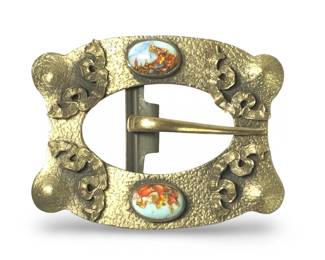 Impressive Art Nouveau Gemstone Brass Buckle