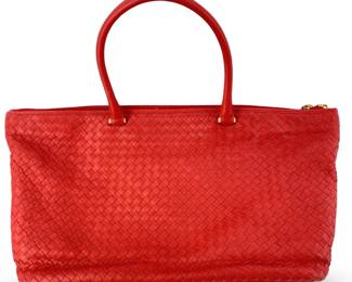 Italian Lalo Woven Red Leather Handbag