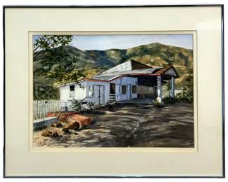 Signed Dorie Johnson Watercolor Country Landscape