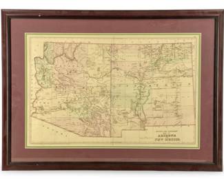 Framed S Augustus Arizona and New Mexico Map