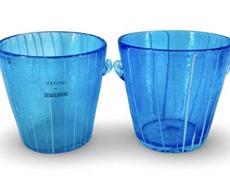 Venini for Disaronno Blue Art Glass Vases