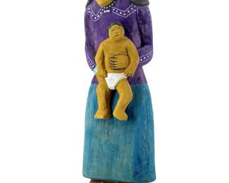1996 Signed Johnson Antonio Wood Mother & Child