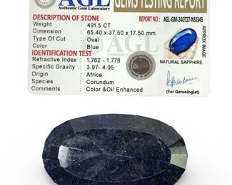 491.5 CT Oval Cut Loose Sapphire Gemstone