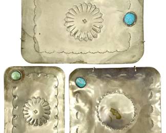 3pc Todd Cerrillos NM Silver and Turquoise Plates