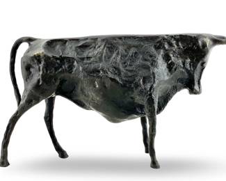Signed Picasso Brutalist Bronze Bull Sculpture