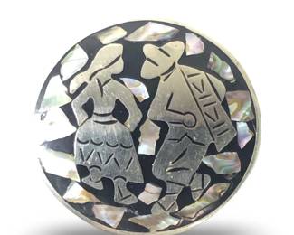 Sterling Silver Alpaca Abalone Pendant/Brooch