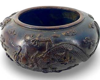 Antique Chinese Dragon Design Metal Bowl