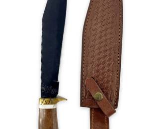 Large Steel, Bone, and Brass Hunting Knife