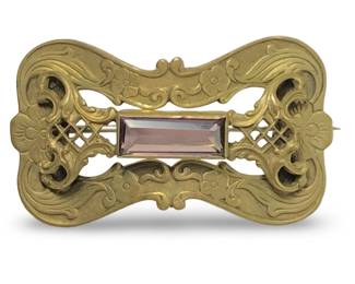 Beautiful Art Nouveau Brass Floral Brooch