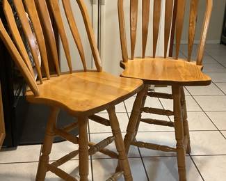 2 wood swivel chairs-18x43