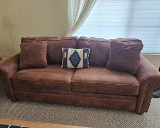 Lazyboy Queen sofa bed couch and matching faux suede loveseat. Couch 82”x 36” loveseat 60”x36”