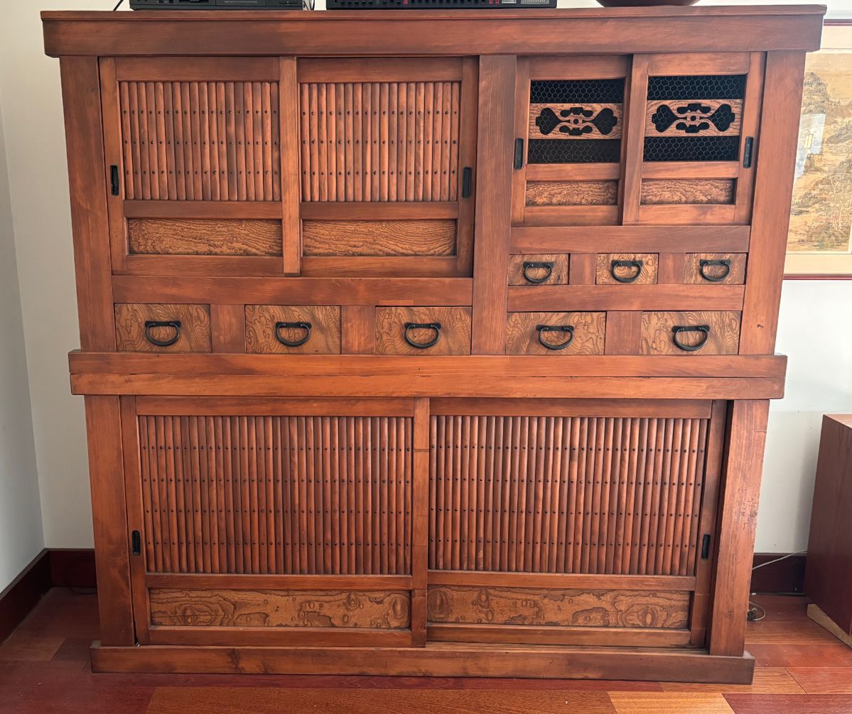 Japanese Elm and Pine Mizuya Dansu Cabinet 