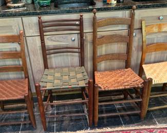 Collection of Woven Seat Ladder Back Chairs