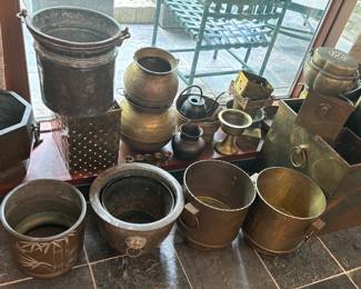 Quite a Variety of Brass and Copper Planters