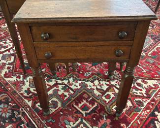 Antique Walnut Sheraton 2 drawer night stand