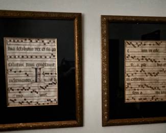 Pair of Framed Illuminated Manuscripts