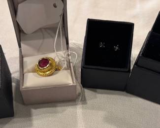 Gemstone Rings and Earrings