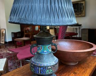 Chinese Champleve Cloisonné Lamp (double handled)
