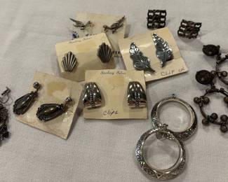 Lots of Native American/Mexican Styled Sterling and Turquoise Earrings