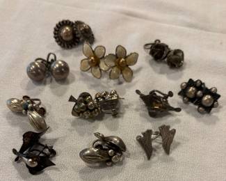 Lots ofVintage Native American/Mexican Styled Sterling and Turquoise Earrings