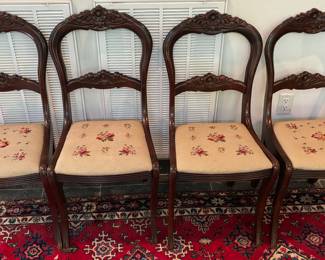 Set of Needle-point Cherry Dining Chairs