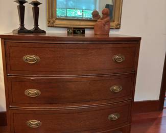 Small 3 Drawer Walnut Bowfront Chest
