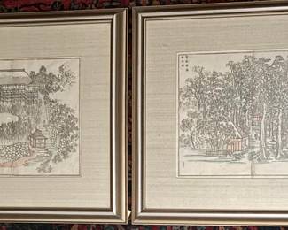 Lovely Pair of Japanese Woodblocks