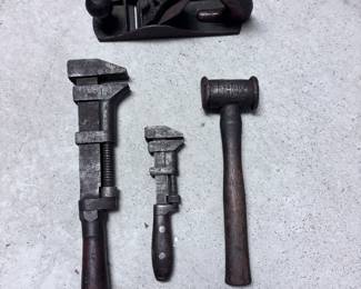 Antique tools - Collins & co. monkey wrench, keen kutter wrench, Thor