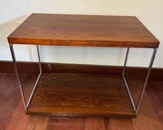 Modern Walnut and Teak Serving Trolley