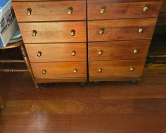 Pair of 4 drawer rolling chests