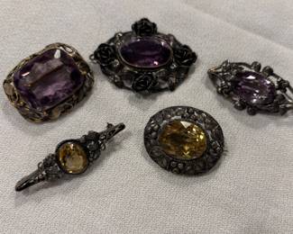 Victorian Filigree Citrine and Amethyst