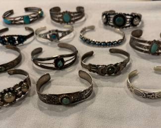 Lots of Vintage Native American/Mexican Styled Sterling and Turquoise Rings