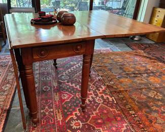 Antique Drop Leaf Table with 2 Side Drawers