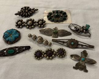 Lots of Vintage Native American/Mexican Styled Sterling and Turquoise Earrings