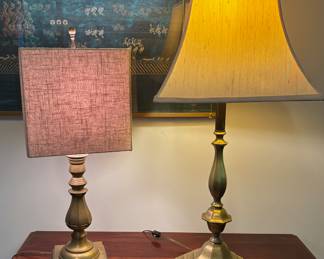 Pair of Vintage -Sturdy Brass Lamps