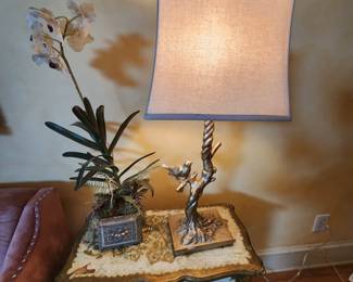 Pair of Lamps-- bird details