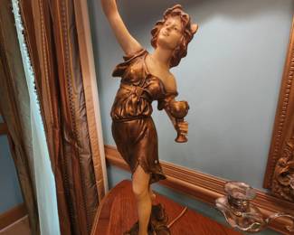 Antique Lamps with string lampshades--pair available 