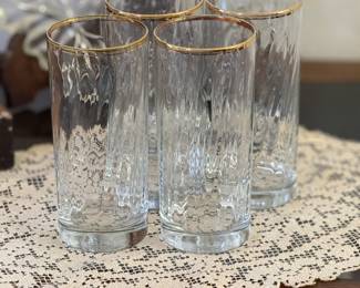 gold rim glassware
