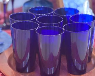 blue glasses and caraf